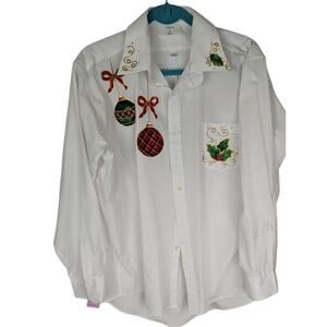 Splashes by BevHand painted Xmas shirt Upsycled Holiday  blouse ArtsyEmbellished